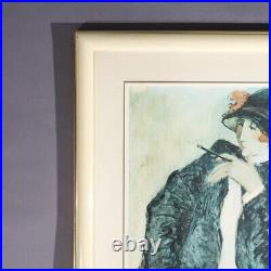 Vintage Art Deco Style Lithograph Signed Barbara Wood 20th C