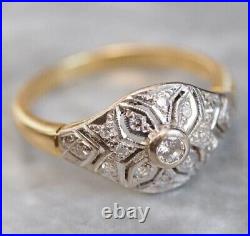 Vintage Art Deco Style Round Cut Lab Created Diamond Engagement 925 Silver Ring