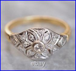 Vintage Art Deco Style Round Cut Lab Created Diamond Engagement 925 Silver Ring