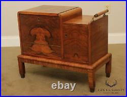 Vintage Art Deco Walnut Chair Side Liquor, Bar Cabinet