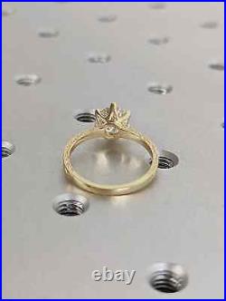 Vintage Art Deco Wedding Ring 6 Prong 1.5Ct Round Moissanite 14KYellow Gold Over