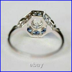 Vintage Art Deco Wedding Target Halo Ring 1.82CT Moissanite 14K White Gold Over
