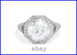 Vintage Art Deco Women's Ring Set With an Old European Cut 3.55CT Cubic Zirconia