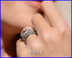 Vintage Art Deco Women's Ring Set With an Old European Cut 3.55CT Cubic Zirconia