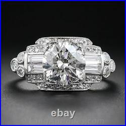 Vintage Beautiful Art Deco 3.20Ct Diamond Round Wedding Ring 925 Sterling Silver