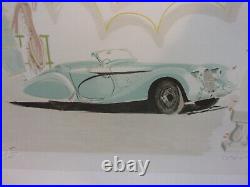 Vintage C. 1930 Jaguar and Flapper Deco Beauty Print Lithograph Original Awesome