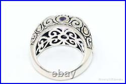 Vintage Designer Art Deco Large Amethyst Sterling Silver Ring SZ 6.75