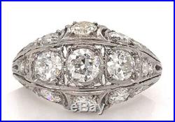 Vintage Diamond Engagement Cocktail Ring 1.70ct Platinum Antique Art Deco