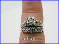 Vintage Diamond Engagement Ring. 25 tcw G-SI 14k YG Estate Wedding Set Art Deco