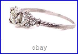 Vintage Diamond Engagement Ring. 70ct I/SI1 Art Deco Antique Platinum