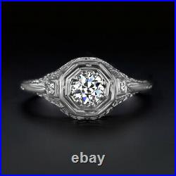 Vintage Diamond Engagement Ring Old European Cut 18k Antique Art Deco 1/3 Carat