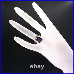 Vintage Emerald Cut 5.60ct Bright Purple Amethyst Art Deco Filigree 14k Ring