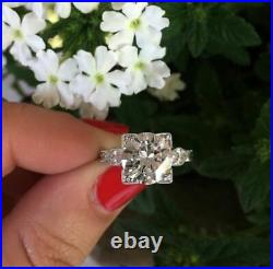 Vintage Engagement Ring Art Deco 3 Ct Round Diamond 14K White Gold Over Size J-T