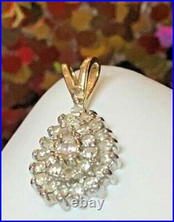 Vintage Estate 14k Gold Natural Diamond Pendant Art Deco