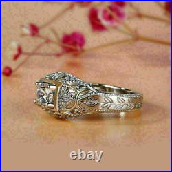 Vintage Estate Art Deco 2 Ct Round Cut Diamond Filigree Milgrain Engagement Ring