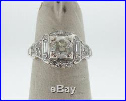 Vintage Estate Art Deco Genuine 1.22cttw Old Cut Diamonds Solid Platinum Ring