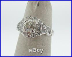 Vintage Estate Art Deco Genuine 1.22cttw Old Cut Diamonds Solid Platinum Ring