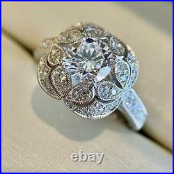 Vintage Filigree 2.45 Ct Lab-Created Diamond Art Deco Engagement Ring 925 Silver