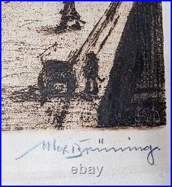 Vintage Framed Signed Lithograph Engraving By Max Brunning One Of A Kind