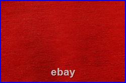 Vintage French Art Deco Red Crimson Hand Knotted Wool Rug BB7544