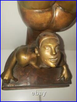 Vintage Gaston Lachaise Art Deco Sculpture The Acrobat Bronze Finish On Plaster