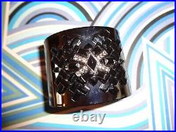Vintage Givenchy Art Deco Hematite-tone Rhinestone Cuff Bracelet