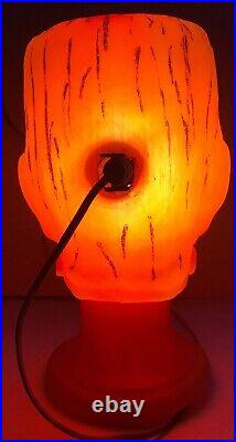 Vintage Halloween Plastic Blow Mold Glenn Strange Frankenstein Monster Bust Lamp