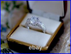 Vintage Jewellery Art Deco Ring with White Sapphires Antique Jewelry 8 Or P1/2