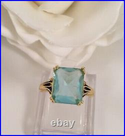 Vintage Jewellery Gold Ring Aquamarine Antique Deco Dress Jewelry small size 6
