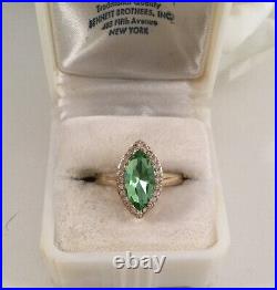 Vintage Jewellery Gold Ring Emerald White Sapphires Antique Deco Jewelry size 6