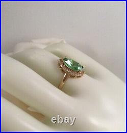 Vintage Jewellery Gold Ring Emerald White Sapphires Antique Deco Jewelry size 6