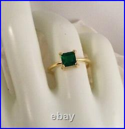 Vintage Jewellery Gold Ring with Emerald Antique Deco Jewelry small size L
