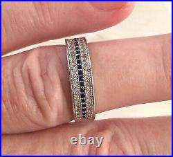Vintage Jewellery White Gold Celtic Band Ring Sapphires Antique Deco Jewelry