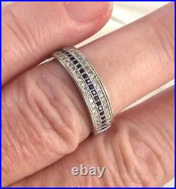 Vintage Jewellery White Gold Celtic Band Ring Sapphires Antique Deco Jewelry