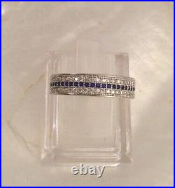 Vintage Jewellery White Gold Celtic Band Ring Sapphires Antique Deco Jewelry