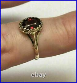 Vintage Jewelry Art Deco Ring 3Ct Oval Simulated Garnet Yellow Gold Plated