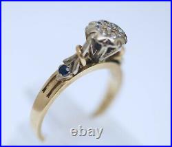 Vintage Jewelry Gold Ring Natural Diamonds Blue Sapphires Art Deco Jewellery L
