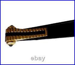 Vintage Judith Leiber Black Snakeskin Art Deco Gold Adjustable Belt w Buckle