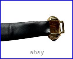 Vintage Judith Leiber Black Snakeskin Art Deco Gold Adjustable Belt w Buckle