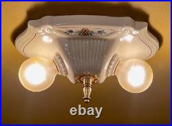 Vintage Lighting. 1930s Porcelier ceiling fixture. MORE AVAILABLE. Bath bedroom