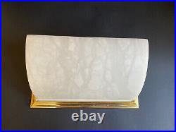 Vintage Lightolier Alabaster & Brass Wall Sconce Light