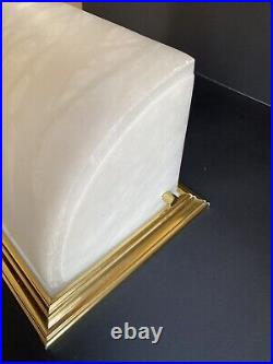 Vintage Lightolier Alabaster & Brass Wall Sconce Light