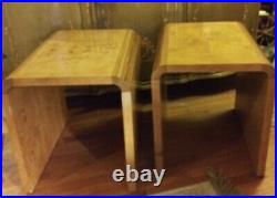 Vintage Pair Henredon Olive Burl Ebony Wood End Tables'Scene Two Collection