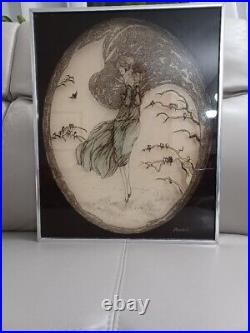 Vintage Paul Nizolek Art Deco Birds of Water Plexiglas Double Pane Print 1974