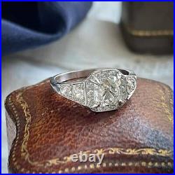 Vintage Perfect Art Deco Engagement Ring 14K White Gold Plated 1.99 Ct Diamond