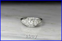 Vintage Perfect Art Deco Engagement Ring 14K White Gold Plated 1.99 Ct Diamond