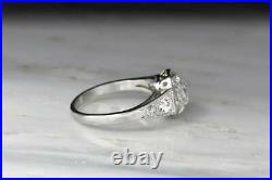 Vintage Perfect Art Deco Engagement Ring 14K White Gold Plated 1.99 Ct Diamond