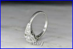 Vintage Perfect Art Deco Engagement Ring 14K White Gold Plated 1.99 Ct Diamond