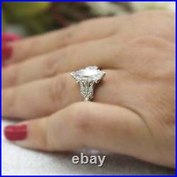 Vintage Perfect Art Deco Wedding Ring 2 Ct Marquise Diamond 14k White Gold Over