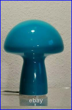 Vintage Pilz Lampe Opal Blue Mushroom Art Deco Lamp orig. Honsel Tischlampe Desk